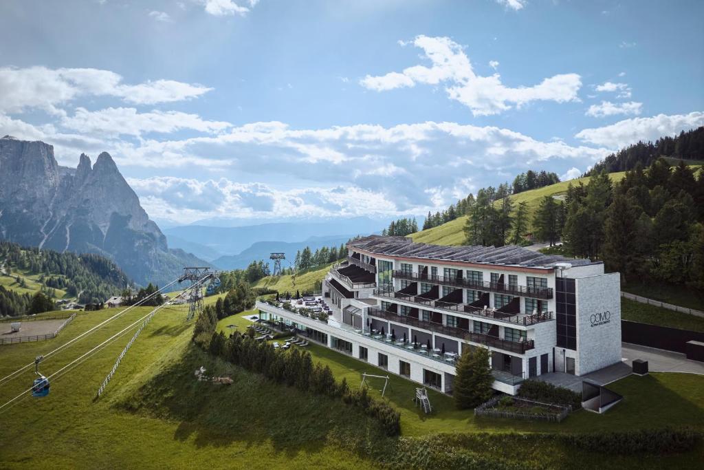 Exterior view of the COMO Alpina Dolomites hotel